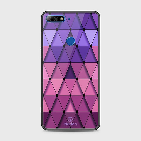 Huawei Honor 7C Cover - ONation Pyramid Series - HQ Ultra Shine Premium Infinity Glass Soft Silicon Borders Case