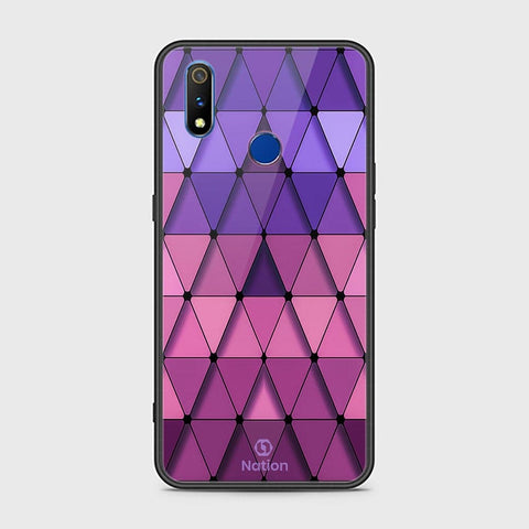 Realme 3i Cover - ONation Pyramid Series - HQ Ultra Shine Premium Infinity Glass Soft Silicon Borders Case