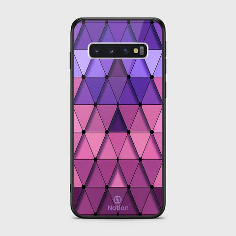 Samsung Galaxy S10 Cover - ONation Pyramid Series - HQ Ultra Shine Premium Infinity Glass Soft Silicon Borders Case