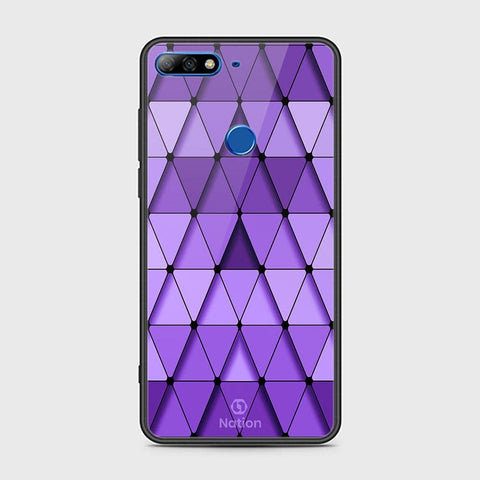 Huawei Honor 7C Cover - ONation Pyramid Series - HQ Ultra Shine Premium Infinity Glass Soft Silicon Borders Case