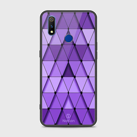 Realme 3i Cover - ONation Pyramid Series - HQ Ultra Shine Premium Infinity Glass Soft Silicon Borders Case