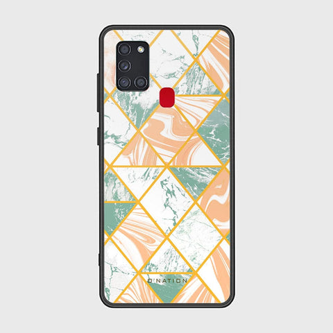 Samsung Galaxy A21s Cover - O'Nation Shades of Marble Series - HQ Ultra Shine Premium Infinity Glass Soft Silicon Borders Case