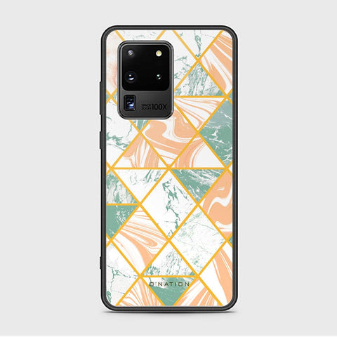 Samsung Galaxy S20 Ultra Cover - O'Nation Shades of Marble Series - HQ Ultra Shine Premium Infinity Glass Soft Silicon Borders Case