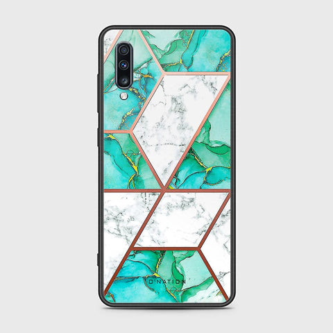 Samsung Galaxy A70 Cover - O'Nation Shades of Marble Series - HQ Ultra Shine Premium Infinity Glass Soft Silicon Borders Case