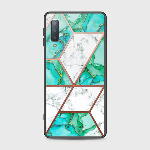 Samsung Galaxy A7 2018 Cover - O'Nation Shades of Marble Series - HQ Ultra Shine Premium Infinity Glass Soft Silicon Borders Case