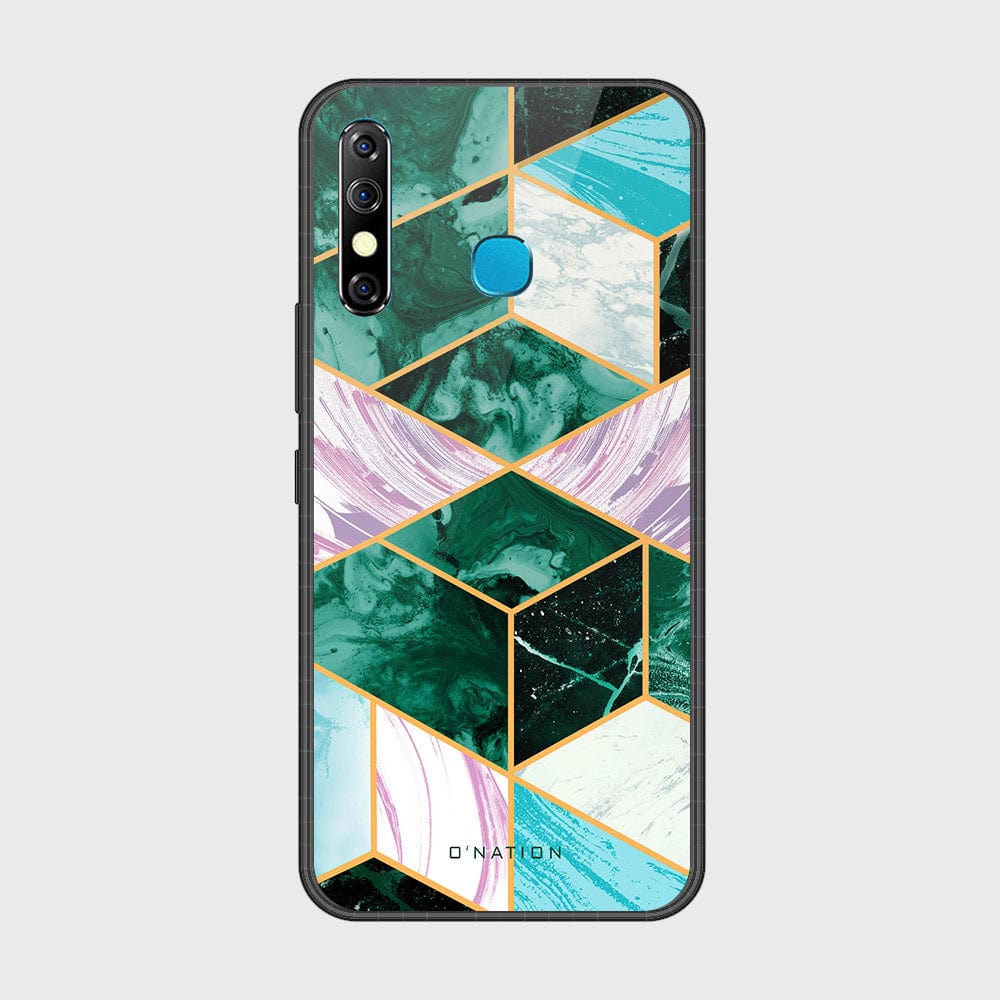 Infinix Hot 8Cover- O'Nation Shades of Marble Series - HQ Ultra Shine Premium Infinity Glass Soft Silicon Borders Case