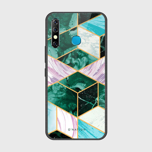 Infinix Hot 8 Cover- O'Nation Shades of Marble Series - HQ Ultra Shine Premium Infinity Glass Soft Silicon Borders Case