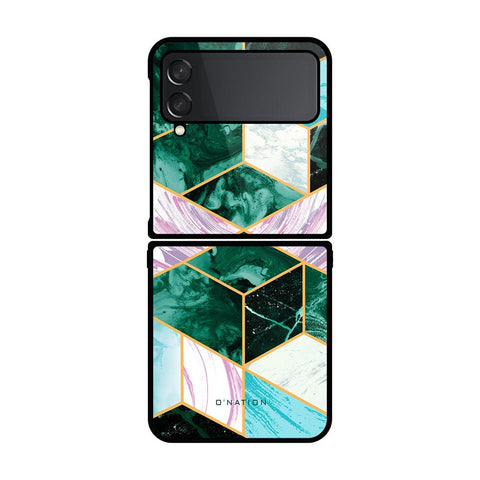 Samsung Galaxy Z Flip 4 5G Cover - O'Nation Shades of Marble Series - HQ Premium Shine Durable Shatterproof Case - Soft Silicon Borders