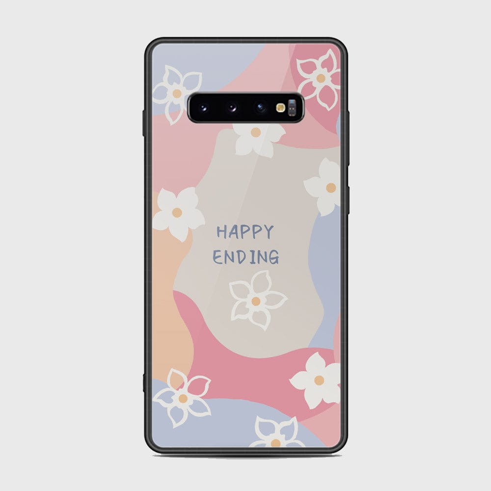 Samsung Galaxy S10 Plus Cover - Happy Series - HQ Ultra Shine Premium Infinity Glass Soft Silicon Borders Case