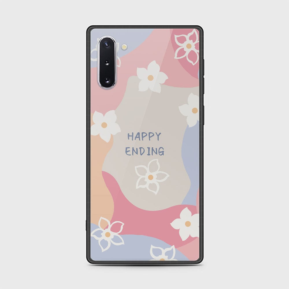 Samsung Galaxy Note 10 Cover - Happy Series - HQ Ultra Shine Premium Infinity Glass Soft Silicon Borders Case