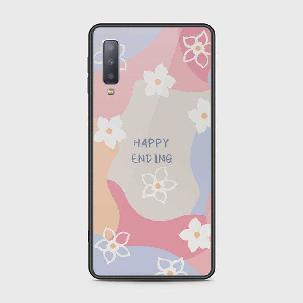 Samsung Galaxy A7 2018 Cover - Happy Series - HQ Ultra Shine Premium Infinity Glass Soft Silicon Borders Case