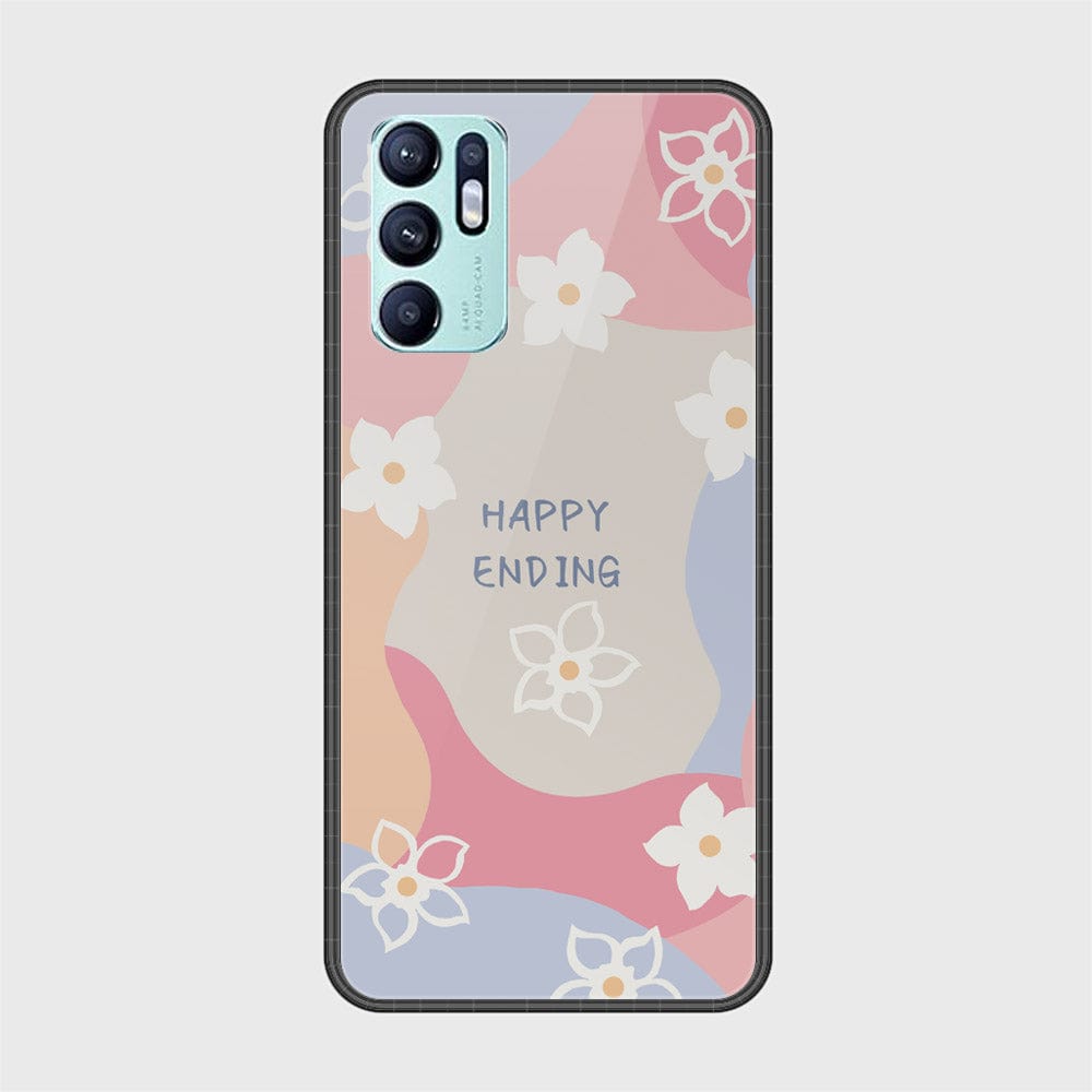 Oppo Reno 6 Cover - Happy Series - HQ Ultra Shine Premium Infinity Glass Soft Silicon Borders Case