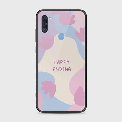 Samsung Galaxy A11 Cover - Happy Series - HQ Ultra Shine Premium Infinity Glass Soft Silicon Borders Case