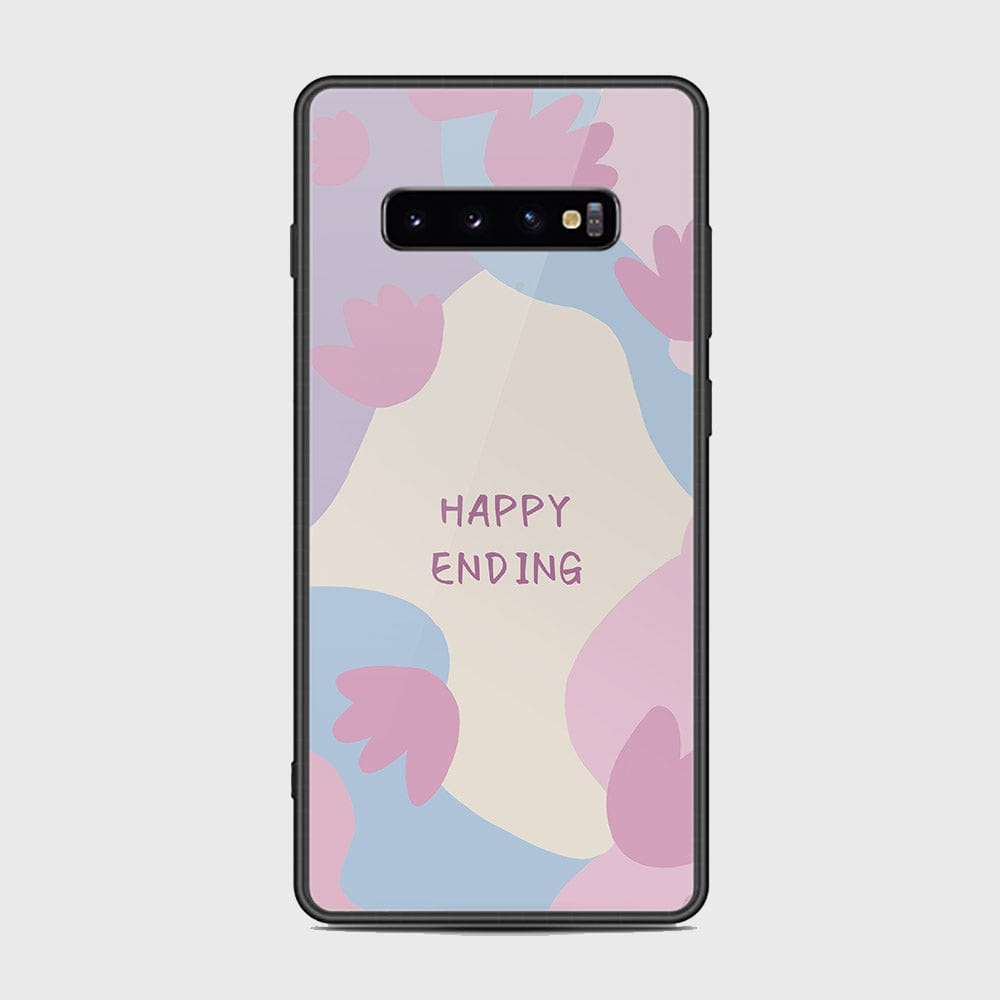 Samsung Galaxy S10 Plus Cover Happy Series HQ Ultra Shine Premium Infinity Glass Soft Silicon Borders Case Design3