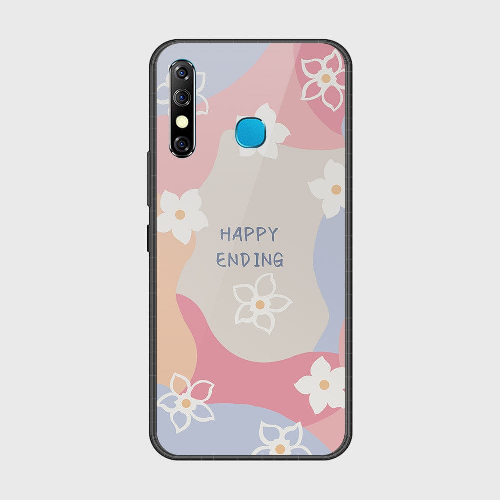 Infinix Hot 8 Cover- Happy Series - HQ Ultra Shine Premium Infinity Glass Soft Silicon Borders Case