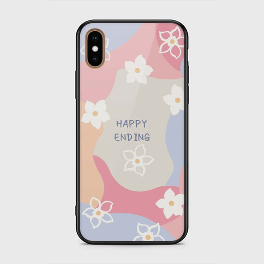 iPhone XS Max Cover - Happy Series - HQ Ultra Shine Premium Infinity Glass Soft Silicon Borders Case