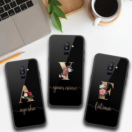 Samsung Galaxy A6 Plus 2018 Cover - Personalized Alphabet Series - HQ Ultra Shine Premium Infinity Glass Soft Silicon Borders Case