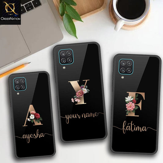 Samsung Galaxy A12 Cover - Personalized Alphabet Series Series - HQ Ultra Shine Premium Infinity Glass Soft Silicon Borders Case