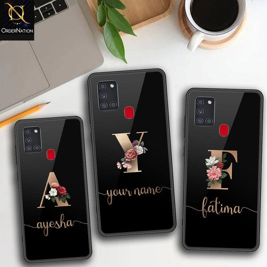 Samsung Galaxy A21s Cover - Personalized Alphabet Series Series - HQ Ultra Shine Premium Infinity Glass Soft Silicon Borders Case