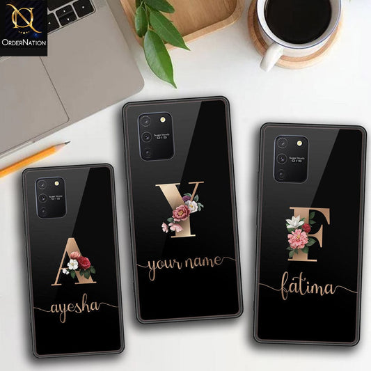 Samsung Galaxy A91 Cover - Personalized Alphabet Series Series - HQ Ultra Shine Premium Infinity Glass Soft Silicon Borders Case