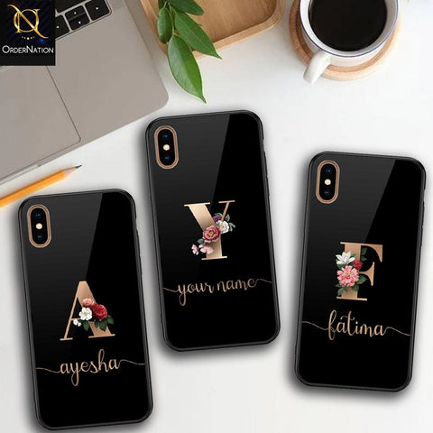 iPhone XS Max Cover -Personalized Alphabet Series - HQ Ultra Shine Premium Infinity Glass Soft Silicon Borders Case