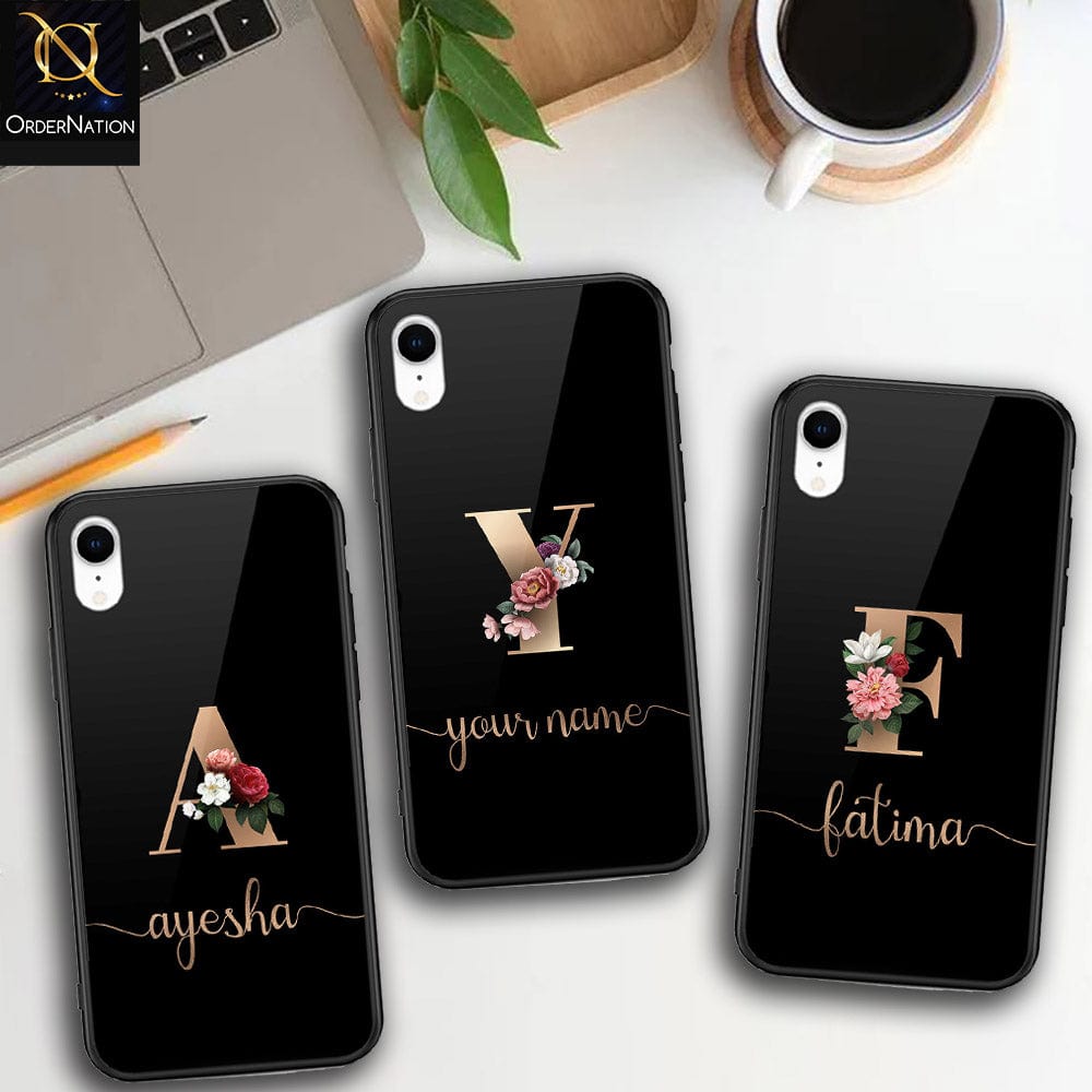 iPhone XR Cover -Personalized Alphabet Series - HQ Ultra Shine Premium Infinity Glass Soft Silicon Borders Case