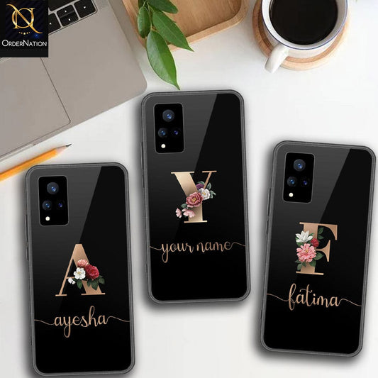 Vivo V21 Cover - Personalized Alphabet Series - HQ Ultra Shine Premium Infinity Glass Soft Silicon Borders Case