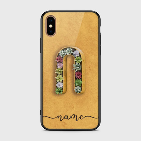 iPhone XS Max Cover -Personalized Alphabet Series - HQ Ultra Shine Premium Infinity Glass Soft Silicon Borders Case