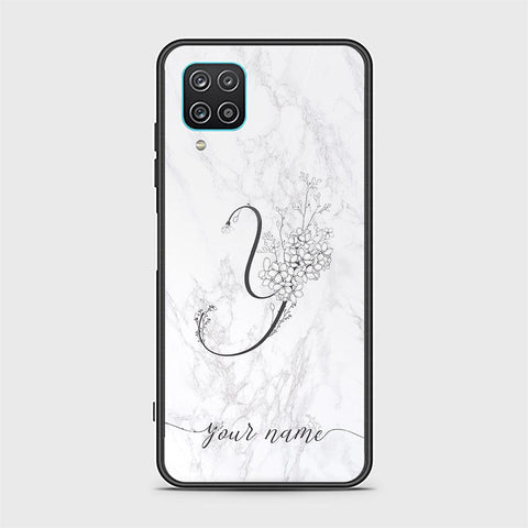 Samsung Galaxy A12 Cover - Personalized Alphabet Series Series - HQ Ultra Shine Premium Infinity Glass Soft Silicon Borders Case