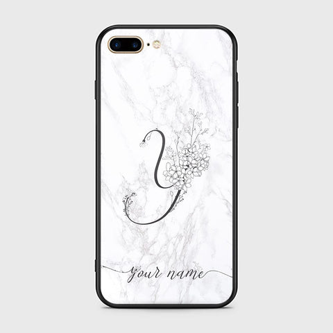 iPhone 8 Plus / 7 Plus Cover -Personalized Alphabet Series - HQ Ultra Shine Premium Infinity Glass Soft Silicon Borders Case