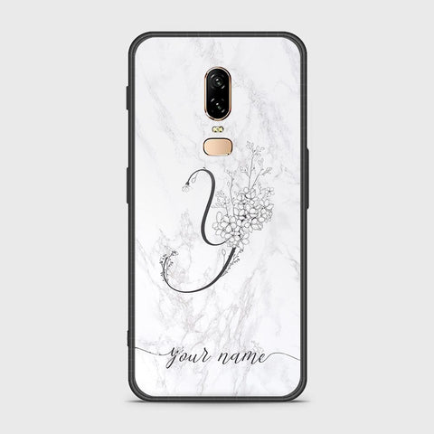 OnePlus 6 Cover - Personalized Alphabet Series Series - HQ Ultra Shine Premium Infinity Glass Soft Silicon Borders Case