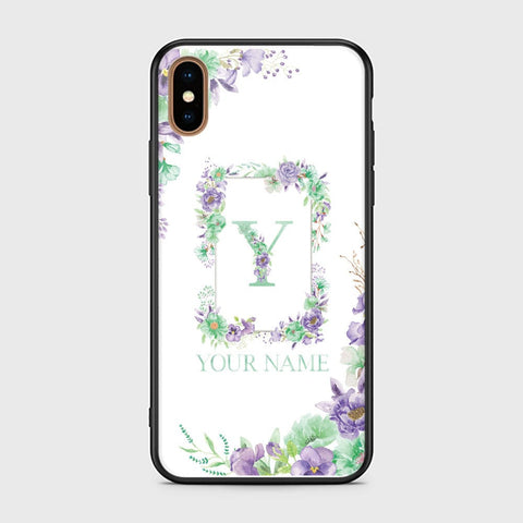 iPhone XS Max Cover -Personalized Alphabet Series - HQ Ultra Shine Premium Infinity Glass Soft Silicon Borders Case