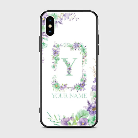 iPhone XS / X Cover -Personalized Alphabet Series - HQ Ultra Shine Premium Infinity Glass Soft Silicon Borders Case