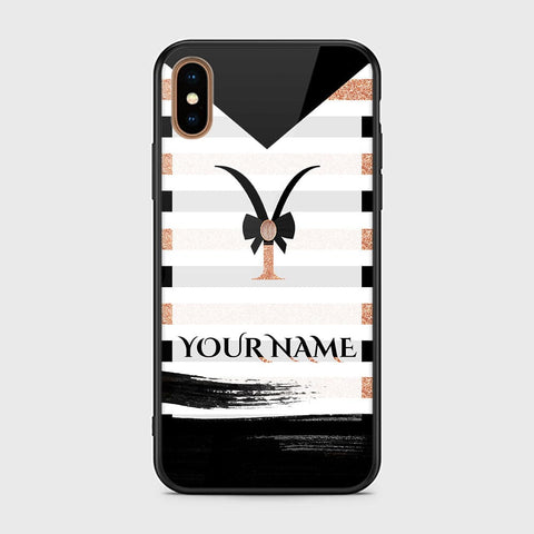 iPhone XS Max Cover -Personalized Alphabet Series - HQ Ultra Shine Premium Infinity Glass Soft Silicon Borders Case