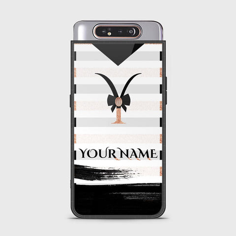 Samsung Galaxy A80 Cover - Personalized Alphabet Series - HQ Ultra Shine Premium Infinity Glass Soft Silicon Borders Case