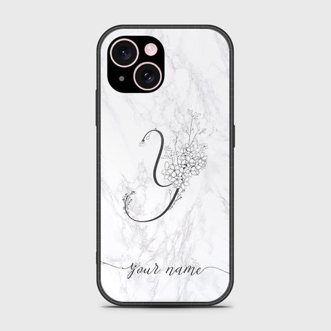 iPhone 15 Cover- Personalized Alphabet Series - HQ Ultra Shine Premium Infinity Glass Soft Silicon Borders Case