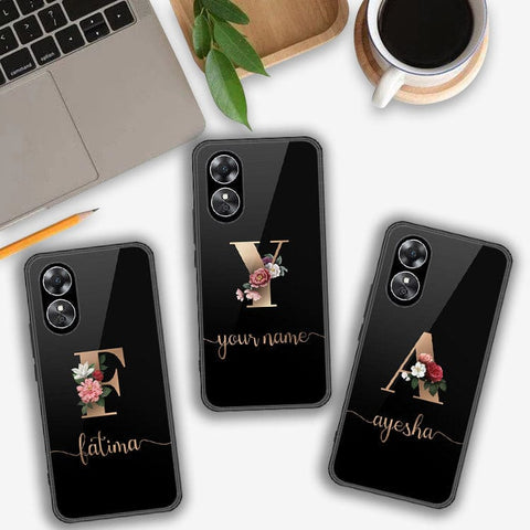 Oppo A17k Cover- Personalized Alphabet Series - HQ Ultra Shine Premium Infinity Glass Soft Silicon Borders Case