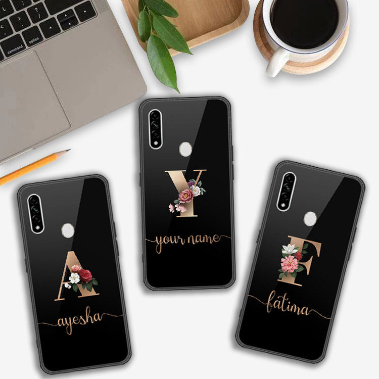 Oppo A8 Cover- Personalized Alphabet Series - HQ Ultra Shine Premium Infinity Glass Soft Silicon Borders Case