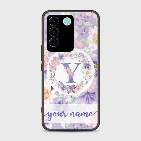 Vivo V27e Cover- Personalized Alphabet Series - HQ Ultra Shine Premium Infinity Glass Soft Silicon Borders Case