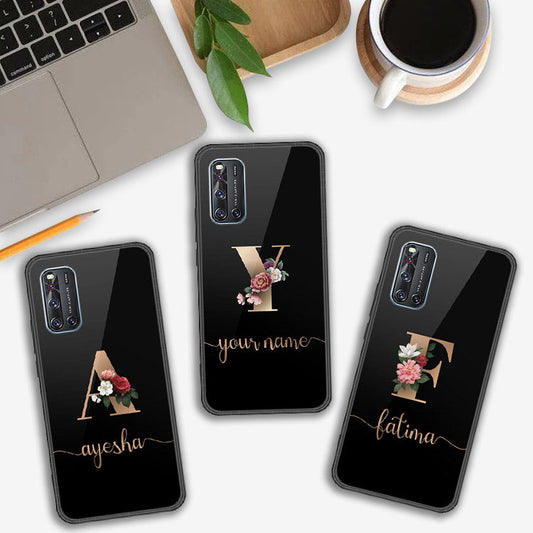 Vivo V19 Cover- Personalized Alphabet Series - HQ Ultra Shine Premium Infinity Glass Soft Silicon Borders Case