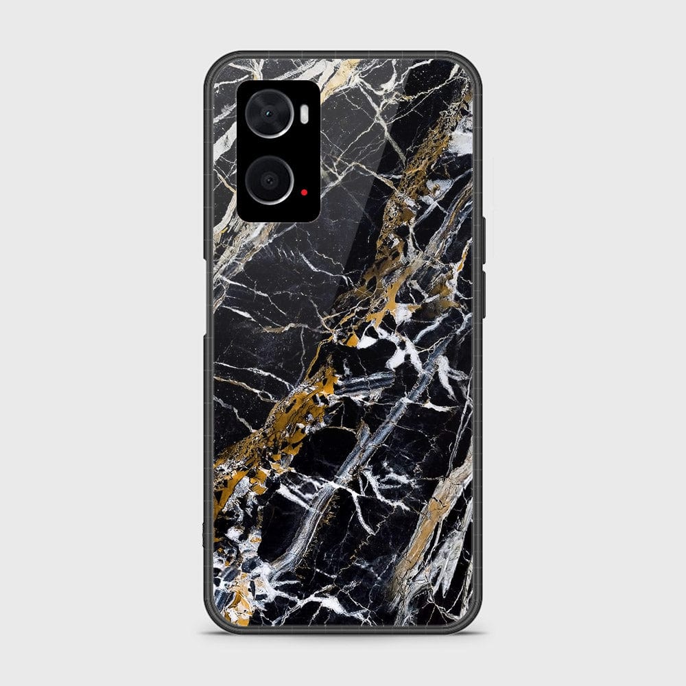 Oppo A76 Cover- Black Marble Series - HQ Ultra Shine Premium Infinity Glass Soft Silicon Borders Case (Fast Delivery)