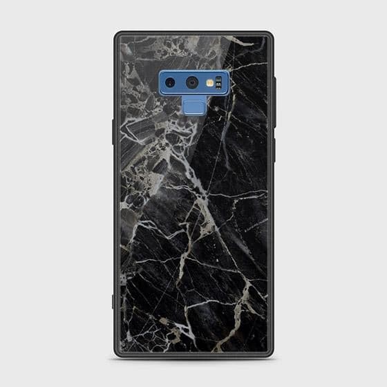 Samsung Galaxy Note 9 Cover - Black Marble Series - HQ Ultra Shine Premium Infinity Glass Soft Silicon Borders Case