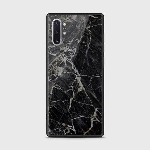 Samsung Galaxy Note 10 Plus Cover - Black Marble Series - HQ Ultra Shine Premium Infinity Glass Soft Silicon Borders Case