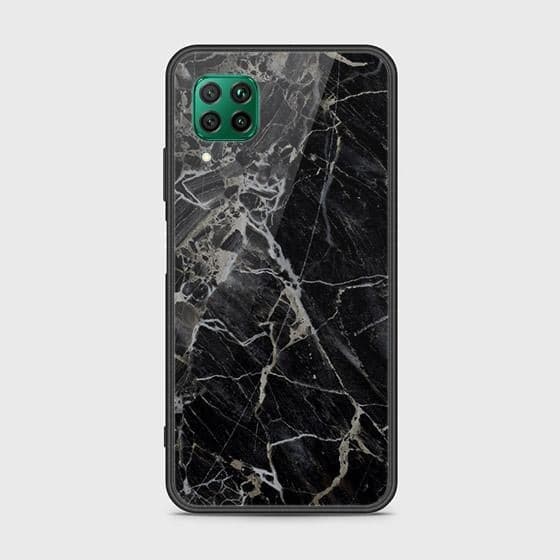 Huawei P40 Lite Cover - Black Marble Series - HQ Ultra Shine Premium Infinity Glass Soft Silicon Borders Case