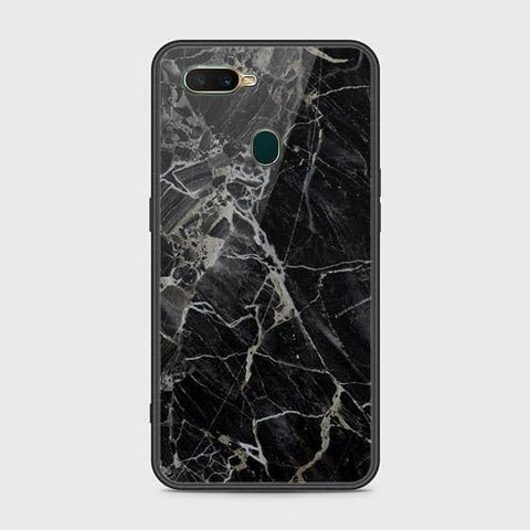 Oppo A12 Cover - Black Marble Series - HQ Ultra Shine Premium Infinity Glass Soft Silicon Borders Case