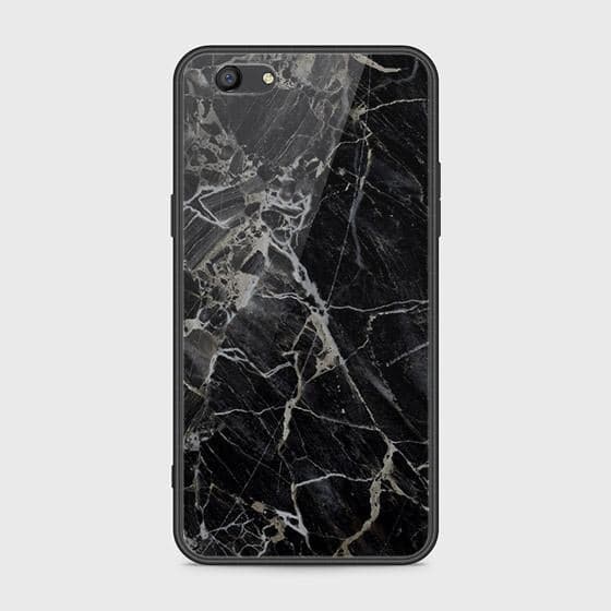 Oppo F3 Cover - Black Marble Series - HQ Ultra Shine Premium Infinity Glass Soft Silicon Borders Case