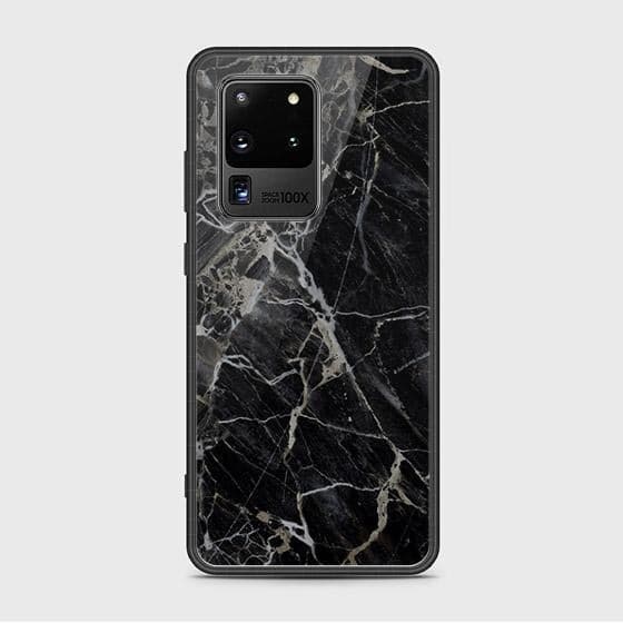 Samsung Galaxy S20 Ultra Cover - Black Marble Series - HQ Ultra Shine Premium Infinity Glass Soft Silicon Borders Case