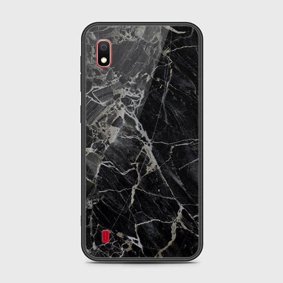 Samsung Galaxy A10 Cover - Black Marble Series - HQ Ultra Shine Premium Infinity Glass Soft Silicon Borders Case