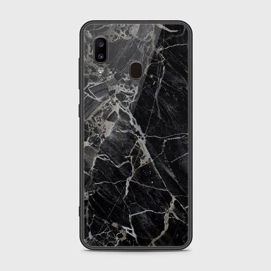 Samsung Galaxy A30 Cover - Black Marble Series - HQ Ultra Shine Premium Infinity Glass Soft Silicon Borders Case