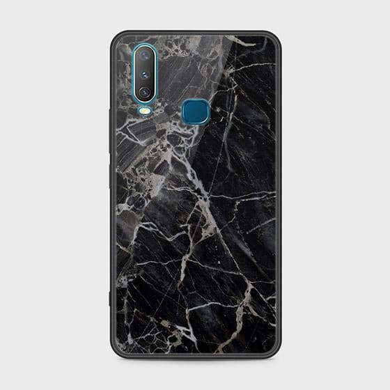 Vivo Y17 Cover - Black Marble Series - HQ Ultra Shine Premium Infinity Glass Soft Silicon Borders Case